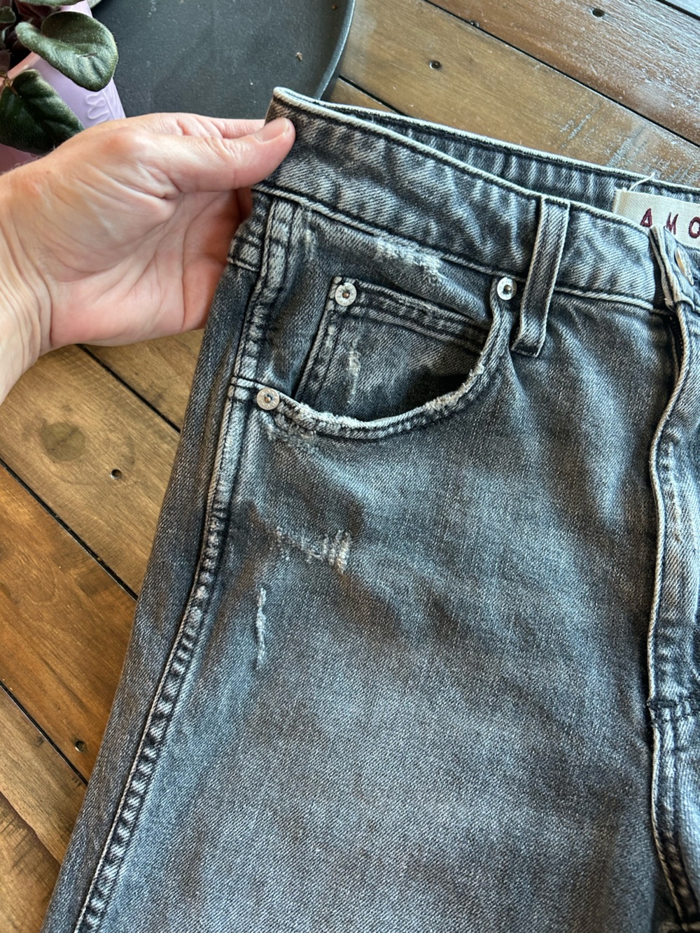 AMO Chloe Crop Straight Leg Grey Skies Jeans 29 - Picture 8 of 15